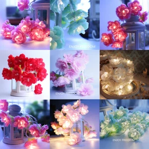 LED Rose Flower String Battery Fairy Lights Wedding Xmas Party Home Decor Lamp - Picture 1 of 15