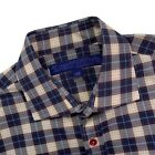 Mint! M Lord Willy's Navy Blue / Red / Brown Plaid Spread Collar Cotton Shirt