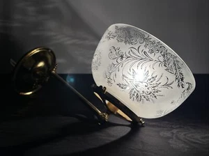 UMGEBAUTE antike Vintage Gas Wandleuchte viktorianische Kunst & Handwerk Deko Messing Glas - Bild 1 von 24