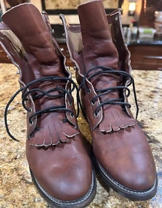 Justin 545 Bay Apache Western Roper Brown Leather Boots size 8 B - Picture 1 of 16