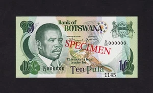 F.C. BOTSWANA, SPECIMEN, 10 PULA 1992, S/C (UNC), P.12s. - Picture 1 of 2