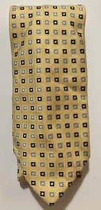 Roundtree & Yorke Necktie Tie Yellow Navy Lt Blue Squares 100% Silk 59" 3.5" W - Picture 1 of 5