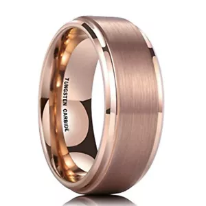 Ebay Wedding Rings For Men. 8mm Rose Gold Matte Tungsten Wedding Band. Warranty - Picture 1 of 3