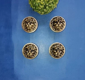 Lion Glass Door Knob Brass Jungle Beast Office Door Pull Set of 04 Pieces AJ305 - Picture 1 of 10