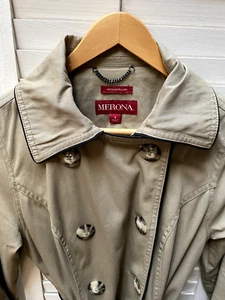 Vintage Merona Women's Trench Rain Coat Small Lined, Water Repellant - Picture 1 of 17
