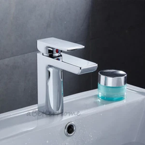 Solid Modern Chrome Single Hole Bathroom Basin Faucet Washroom Vanity Mixer Tap - Picture 1 of 5