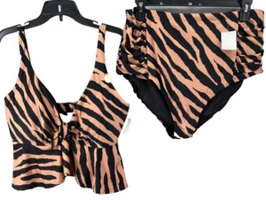NUEVO Traje de Baño ArteSands Talla 18 Estampado Animal 2 piezas Taza A - D Forrado Peplum Cintura Alta - Imagen 1 de 19