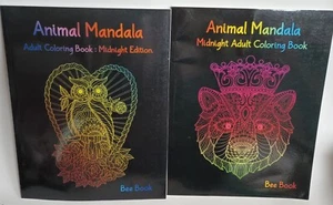 lot Animal Mandala Adult Coloring Books Midnight Edition & Midnight Two Books 2 - Imagen 1 de 7