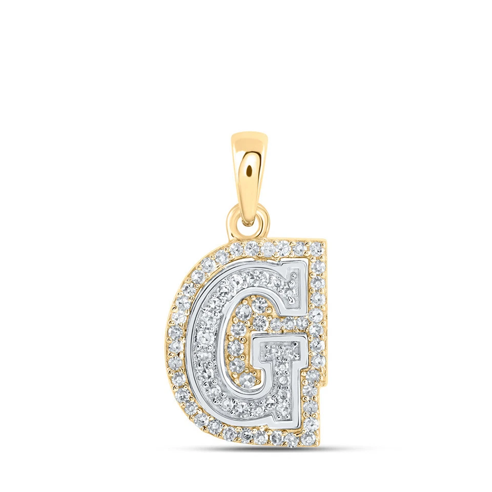 10kt Two-tone Gold Womens Round Diamond G Initial Letter Pendant 1/5 Cttw - Image 1 of 1