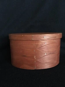 Shaker Workshop USA Stacking Oval Wood Lid Storage Box 4 x 7. 1/8” Copper Nails - Picture 1 of 10