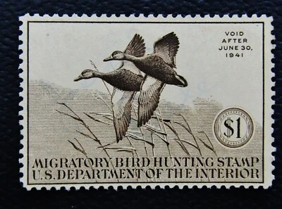 USA 1941 Duck stamp $1 ☀ Scott RW7 ☀ MNG/Used - Image 1 of 2