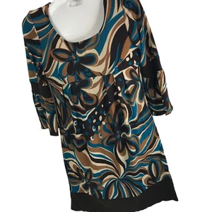 Vintage 90s Girls Dress Too-Chic Sz 14 Stretchy Retro Flower Mod Groovy popover - Picture 1 of 6