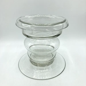 Handblown Glass Clear Pillar Candle Holder Bubble Open Fillable Large Heavy - Picture 1 of 10