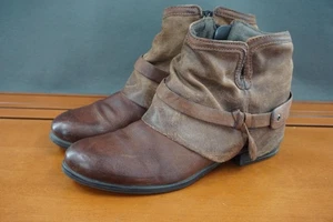 Miz Mooz Verona Collection Boots Womens Size 40 Brown Leather Ankle Slouch Zip - Picture 1 of 12