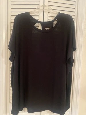 Camiseta Torrid Active Talla 4 Top Mujer 4X Negra Manga Corta Plus Gimnasio Espalda Abierta Foto 1 de 4