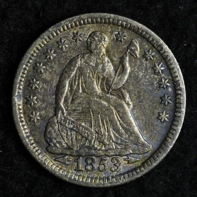 1853 ARROWS Seated Liberty Silver Half Dime UNC UNCIRCULATED MS TONED E209 WICCM - Image 1 of 2