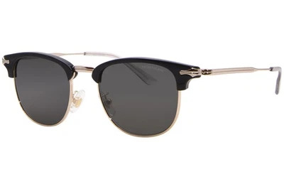 Mont Blanc MB0364S 001 Sunglasses Men's Black/Gold/Grey Lenses Square Shape 49mm - Image 1 of 4