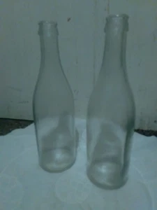 2 Antique/vintage Unique Textured Embossed Glass Bottle  - Picture 1 of 16