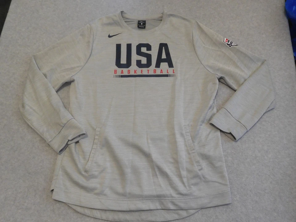 Camisa de baloncesto Nike USA para hombre extra grande gris Dri-FIT manga larga Foto 1 de 4