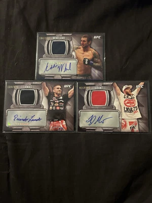 2014 Topps UFC Knockout Relic Auto 3 Card Lot Grant Wineland Lamas - Image 1 of 2