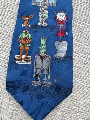 Celebrations! Hallmark Halloween Men's Tie DRACULA 100% Italian Silk Neck Tie - Image 1 of 4