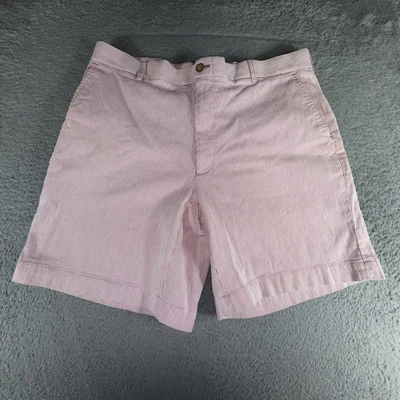 Southern Tide Skipjack Shorts Mens 38 Red White Striped Seersucker - Image 1 of 4