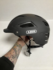 Abus Hyban 2.0 LED Signal Light Urban Bike Helmet Large, Velvet Black - Picture 1 of 10