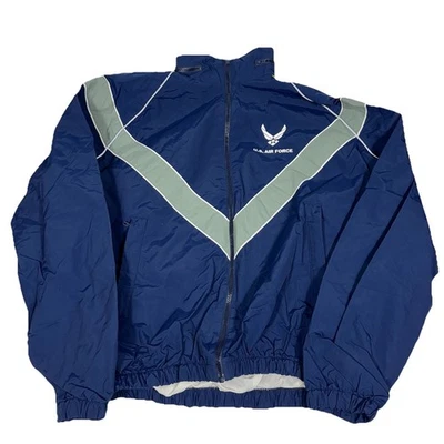 Chaqueta Air Force PT Para Hombre Mediana Reg Con Capucha Azul Gris Reflectante Cremallera Completa Foto 1 de 4