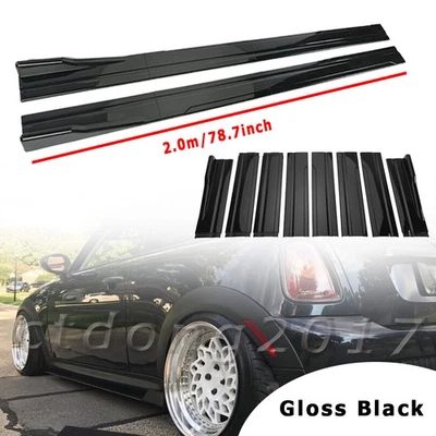 Side Skirt Splitter Spoiler Extension Gloss Black For MINI COOPER S53 Foto 1 de 4