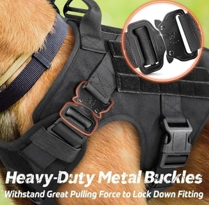 Rabbitgoo Tactical No Pull Large Dog Harness With Metal Buckles Military Black - Picture 1 of 9