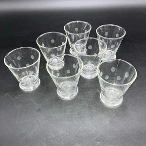 MCM SET OF 7 Cocktail Glasses Etched Bubble Dot Barware - Picture 1 of 7