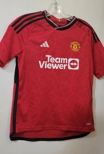 Adidas Youth's Size 13/14 Large Manchester United 23/24 Red Home Soccer Jersey - Picture 1 of 3
