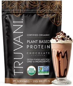 Truvani Plant Based Protein Powder Chocolate 23.63 Oz EXP12/2026 Free FAST SHIP - Picture 1 of 4