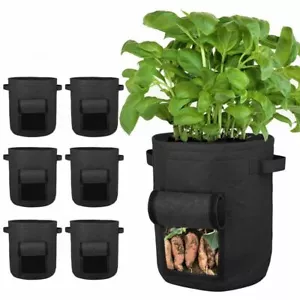 QOZY Grow Bags 6 Pack, 10 Gallon 38Liter Potato Bags, Fabric Planting Pots, Smar - Picture 1 of 8