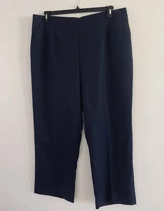 Alfred Dunner Woman Navy Pull Up Pants Elastic Waist Pockets Plus Size 24W - Picture 1 of 6