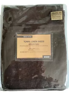 West Elm Brown Linen Sheer Window Panel 48 x 96 New - Picture 1 of 3
