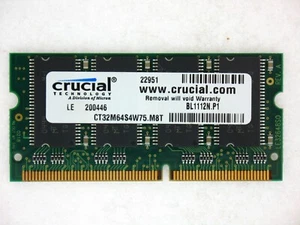 CRUCIAL CT32M64S4W75 256MB PC133 Sodimm SDRAM 144pin memory Laptop Notebook - Picture 1 of 1