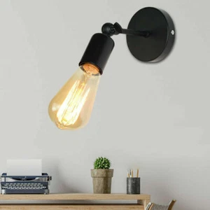 Lámpara de aplique de pared industrial retro vintage zócalo negro - Imagen 1 de 7