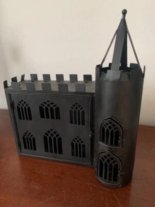 Haunted Castle Halloween Candle Holder Decoration Tea Lite Black Metal Spooky - Picture 1 of 3