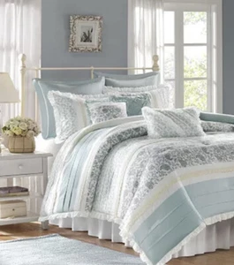Madison Park Vanessa Blue Multi 9pc Comforter Set King NIP - Picture 1 of 3