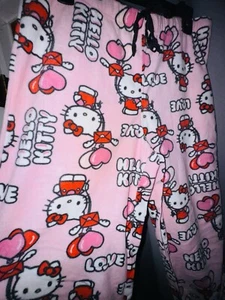 NWT! Hello Kitty Fleece Valentines Lounge PJs Sleep Pants Ladies Small - Picture 1 of 4