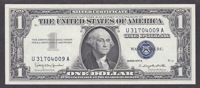 [AU] 1957-B Silver Certificate 1 Dollar U31704009A [014-1] - Image 1 of 2