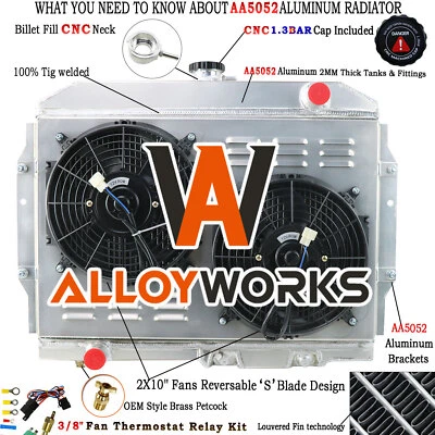 407 3 Row Radiator+Shroud Fan+Relay For 1968-1974 AMC Javelin AMX Hornet Gremlin - Image 1 of 4