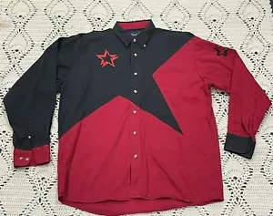 Camisa Para Hombre Vintage Wrangler Western Cowboy Botones Negra Roja Estrellas Grande - Imagen 1 de 12