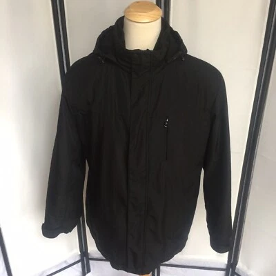 Calvin Klein Mens XXL Black Hooded Coat Inner Tech Pockets Retails $250 Nice - Image 1 of 4