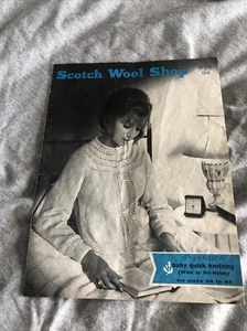 Vintage Knitting Pattern Scotch Wool Shop Bed Jacket Cardigan Baby Quick Knit - Picture 1 of 4