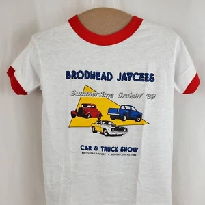 Vintage Jaycees Car Show 1989 Ringer T-Shirt Kids L 14-16 Hanes 50/50 NOS 80s - Picture 1 of 4