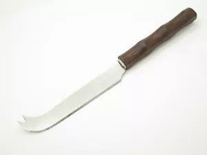 Coltello Formaggio Seghettato Vintage Bambù Giappone 3,93" Inox Cucina - Foto 1 di 5