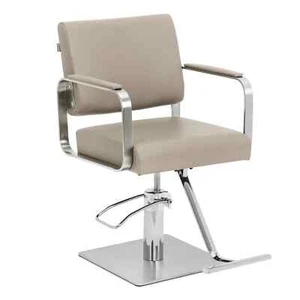 Friseurstuhl mit Fußstütze höhenverstellbar Barber-Stuhl 200 kg beige/silbern - Bild 1 von 6