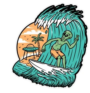 UFO Alien Spaceship Surfer Sticker Stickers A342 - Picture 1 of 1
